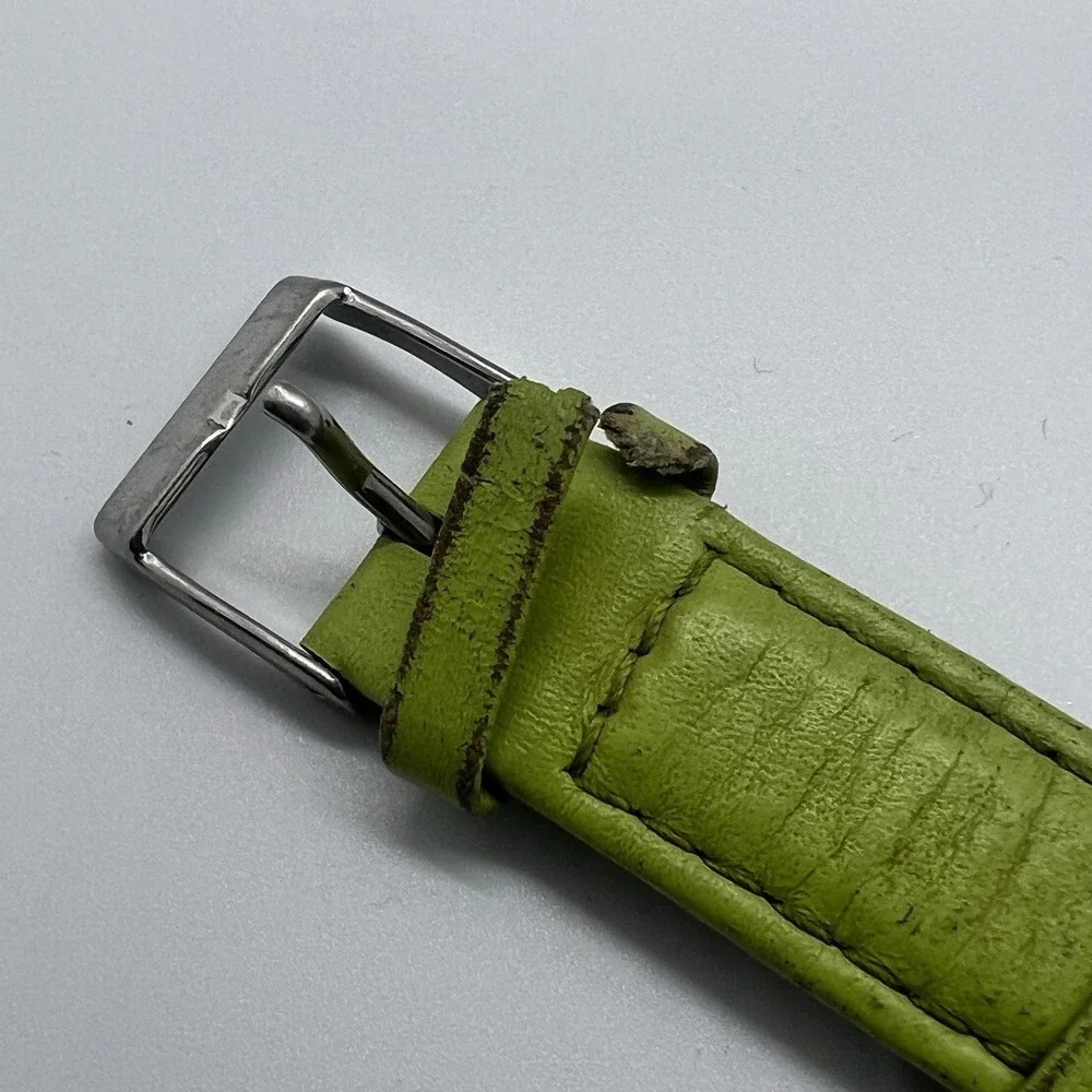 Disney Parks Time Works Tinkerbell Watch Womens Child Lime‎ Green Leather Band